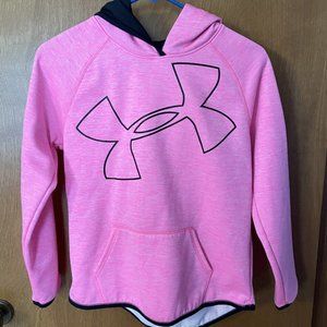 Girls Under Armour Hoodie Bright Pink Size Large